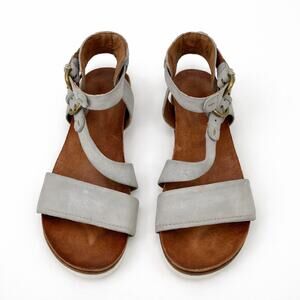 Miz Mooz Gray Leather Strappy Platform Sandals Verona Collection Glacier Size 40